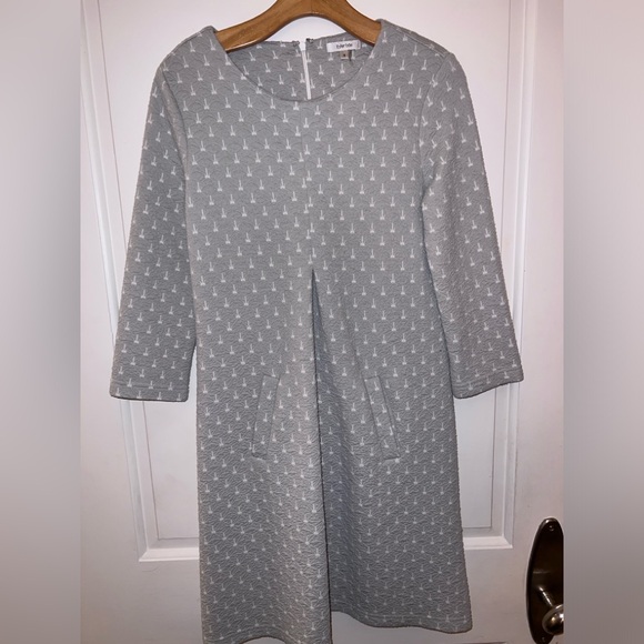Tyler Boe Women’s Dress Grey/white Print 3/4 Sleeve  Zip in Back Small - Picture 1 of 6